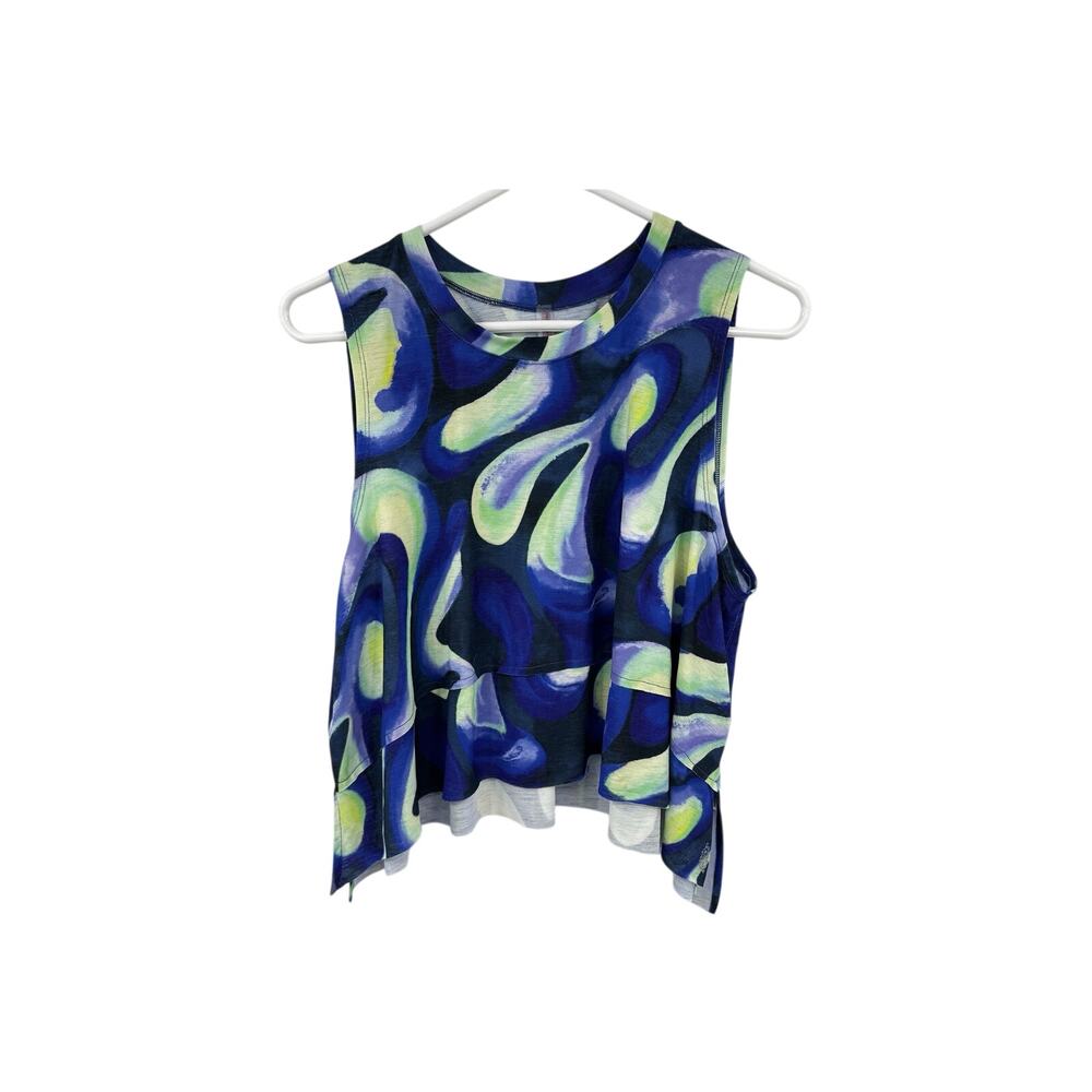 FP Movement Women's Printed Tempo Tank Size Small Blue Green Watercolor NWOT